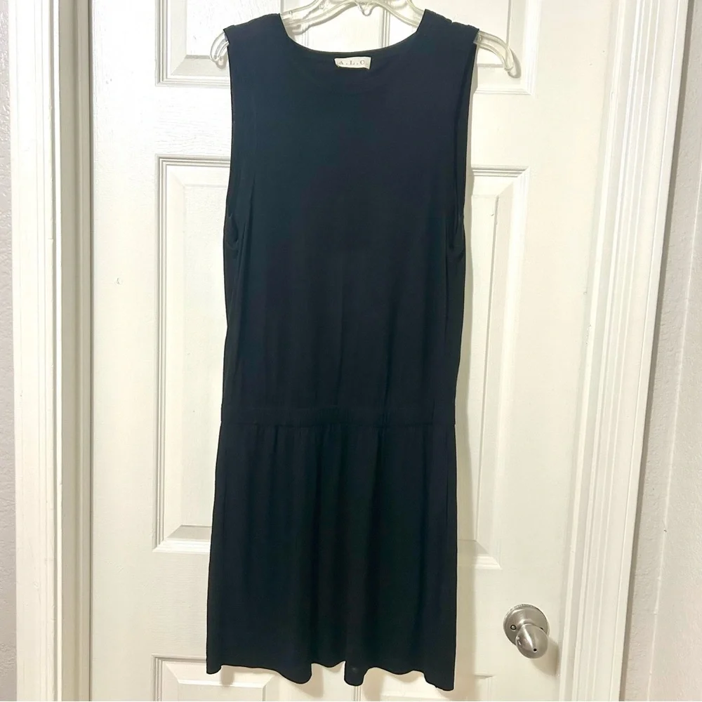 A.L.C. Black Jersey Sleeveless Mini Dress with cutout Size M - Picture 2 of 12